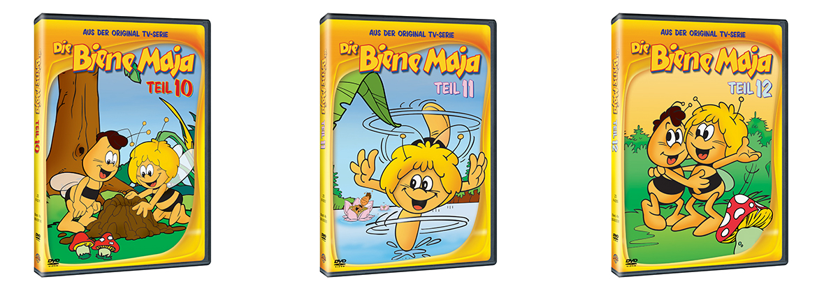 Mockup von verschiedenen DVDs der Biene Maja Serie